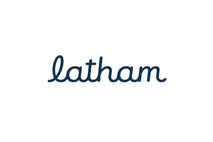 Latham logo representing swimming pool products including fiberglass pools and liners